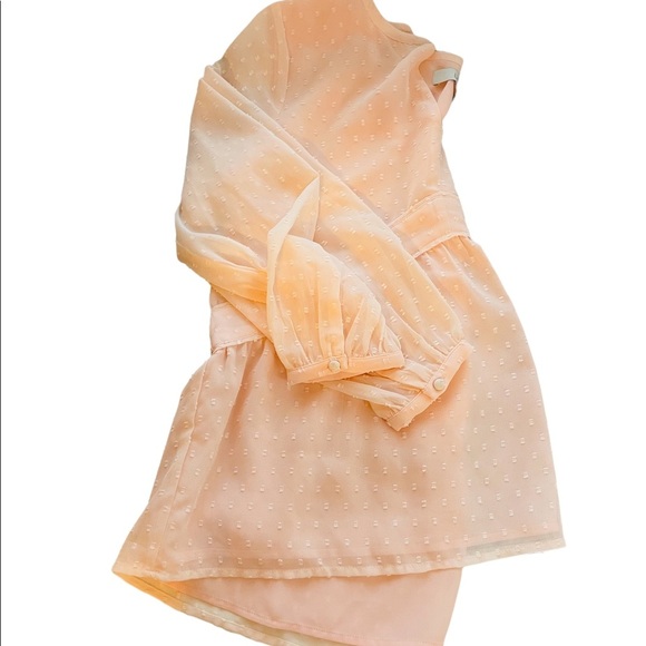 Loft blush pink Dotted Babydoll Long Sleeve Top size S - Picture 3 of 5